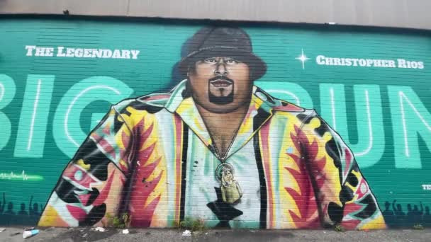 New York Usa Janeiro 2024 Mural Rapper Porto Riquenho Christopher — Vídeo de Stock