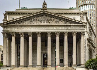 The well-known and famous majestic building of the New York State Supreme Court is located in New York City (USA). clipart