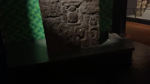 Каменная Колонна Доколумбовой Культуры Майя Которая Находится Американском Музее Естественной — стоковое видео