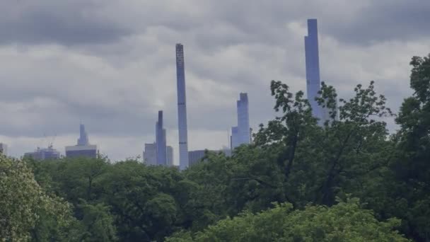 New York Skyline Como Visto Central Park Que Parque Urbano — Vídeo de Stock