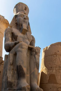 Discover the immense power and influence of Ramses II through his grand court at the Temple of Luxor. The double row of 74 papyriform columns creates a truly awe-inspiring sight. clipart