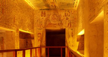 Luxor, Egypt; September 26, 2024: Discover the secrets of the Sunken Pharaoh's Eternal Rest, where vibrant hieroglyphs and intricate murals adorn the walls of this hidden tomb in the Valley. clipart