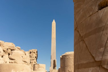 Explore the oldest obelisk in the world, erected by Pharaoh Tutmosis I in ancient Thebes, now Luxor. This towering monument offers a glimpse into Egypt's rich history. clipart