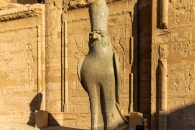 Edfu tapınağına gidin ve Mısır 'daki hükümdarlığını temsil eden ve firavunların topraklarında bir şahin tarafından temsil edilen Cennet Tanrısı Horus' un yüceliğine tanık olun..
