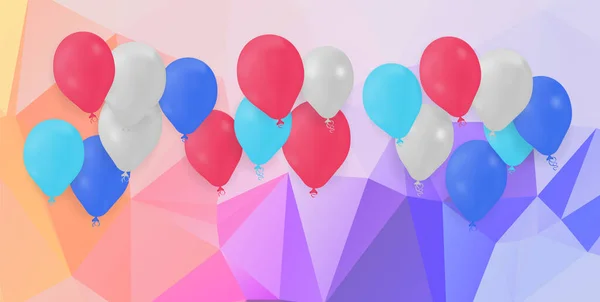 Happy Birthday Vector Celebration Party Banner Foil Confetti Glitter Balloons — Stock Vector
