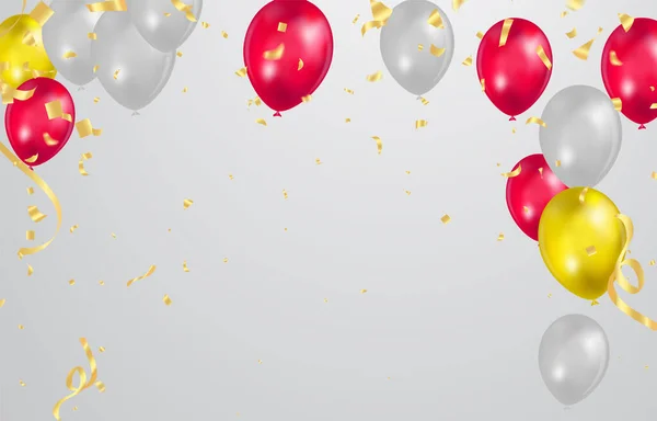 Fliegende Vektor Festballons Glänzen Mit Hochglanzballons Für Den Urlaub Mit — Stockvektor