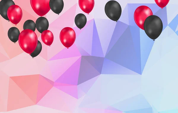 Feliz Aniversário Vetor Celebração Festa Banner Confete Folha Glitter Balões — Vetor de Stock