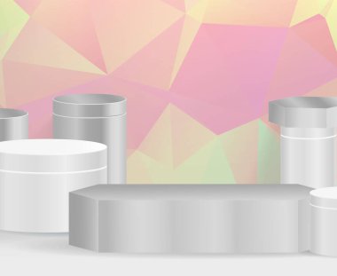 Görüntü için podyum ve soyut arkaplan Sahne Stüdyosu veya Yaya ve Soyut Geometrik arkaplan dolu