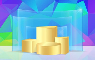 Görüntü için podyum ve soyut arkaplan Sahne Stüdyosu veya Yaya ve Soyut Geometrik arkaplan dolu