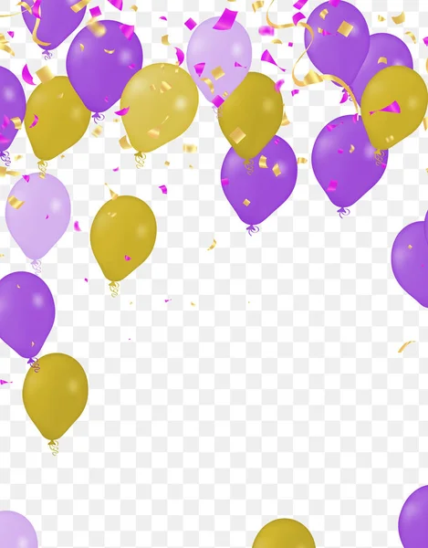 Χαρούμενα Γενέθλια Μπαλόνια Σχεδιασμού Πολύχρωμο Κόμμα Σημαίες Και Κορδέλες Πτώση — Διανυσματικό Αρχείο