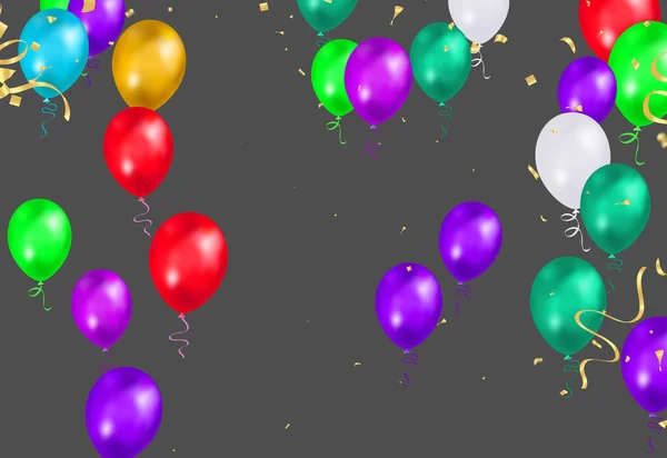 Illustration Set Party Balloons Confetti Space Text Eps — Stockvektor
