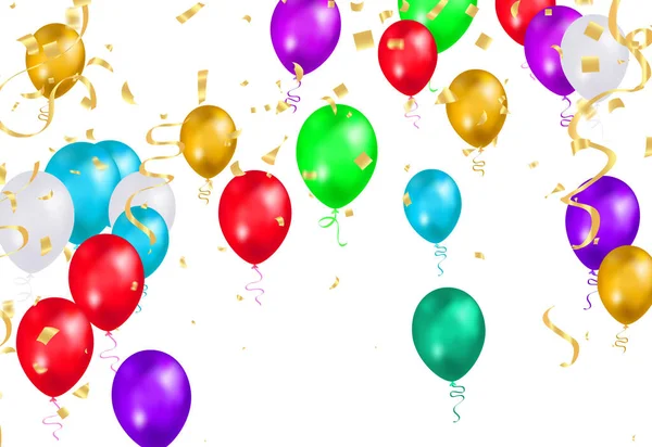 Illustratie Set Feestballonnen Confetti Met Ruimte Voor Tekst Eps — Stockvector