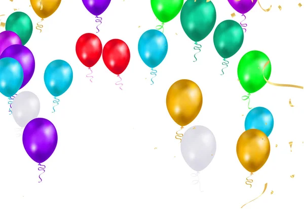 Conjunto Ilustrações Balões Festa Confete Com Espaço Para Texto Eps —  Vetores de Stock