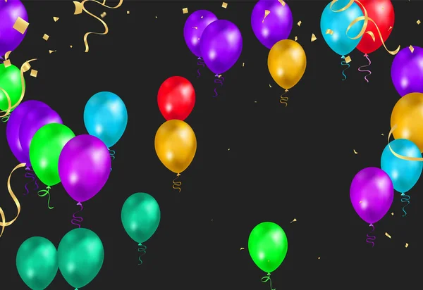 Illustration Set Ballons Fête Confettis Avec Espace Pour Texte Eps — Image vectorielle