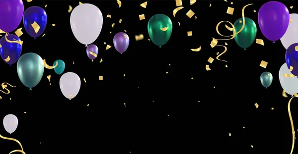 Balonlar Konfetilerle Kutlama Geçmişi Vektör Illüstrasyonu — Stok Vektör