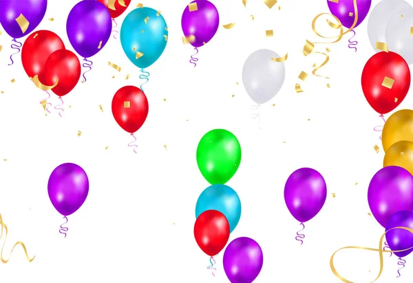 Illustration Set Party Balloons Confetti Space Text Eps — Stok Vektör