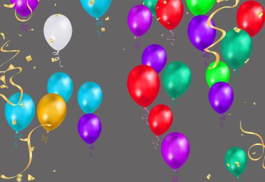 Illustration set party balloons, confetti with space for text. eps.10