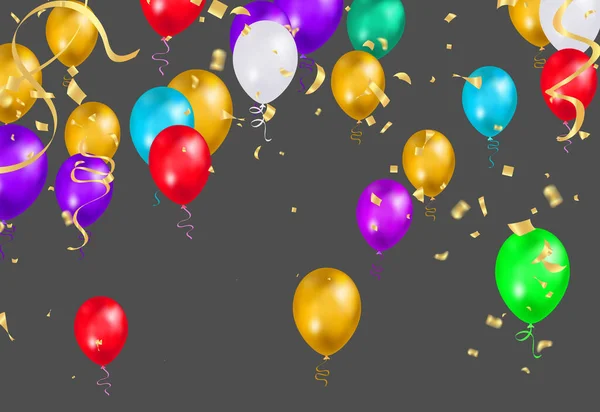 Illustration Set Party Balloons Confetti Space Text Eps — Image vectorielle