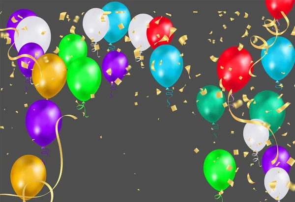 Illustration Set Party Balloons Confetti Space Text Eps — Image vectorielle