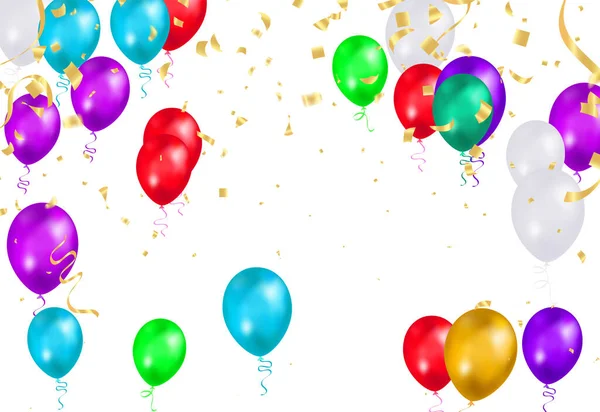 Illustration Set Party Balloons Confetti Space Text Eps — Stok Vektör
