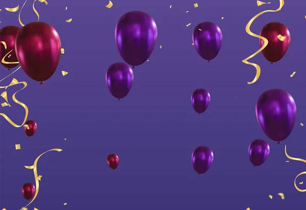 Feliz Aniversário Com Balões Confetes Ilustração Vetorial —  Vetores de Stock