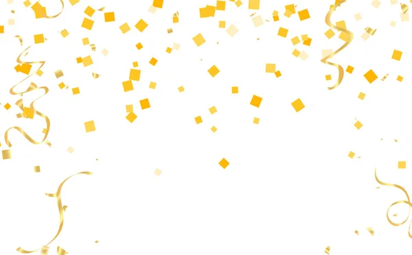 Gold Confetti White Background Illustration Drop Shiny Particles Decorative Element — Stock Vector