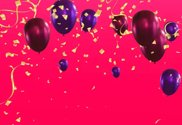 Festlicher Hintergrund Mit Luftballons Konfetti Und Schleifen Vektorillustration — Stockvektor