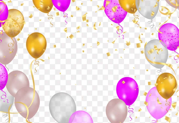 Fundo Celebração Com Balões Confetes Ilustração Vetorial Gráficos Vetores