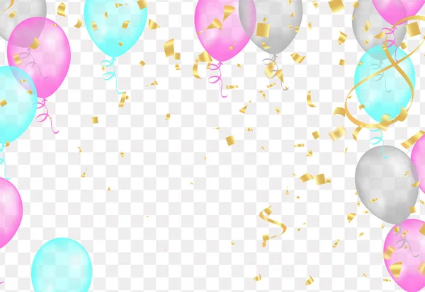 Fond Célébration Avec Ballons Confettis Illustration Vectorielle — Image vectorielle