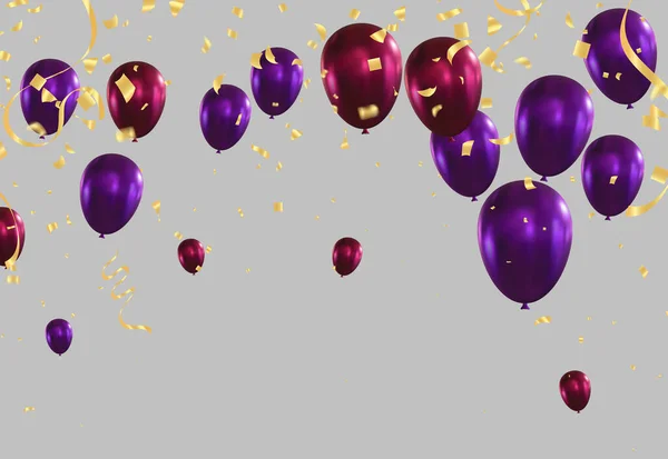 Ballons Pour Décoration Couverture Sur Fond Transparent Concept Joyeux Anniversaire — Image vectorielle