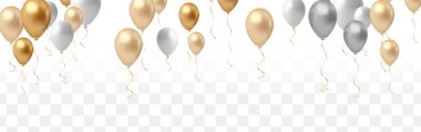 Işıltılı Mutlu Yıllar Balonları Arkaplan Vektör İllüstrasyon Bölüm 10, şeffaf arkaplanda izole balonlar
