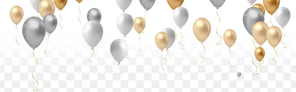 Elegante Balão Dourado Feliz Aniversário Celebração Cartão Banner Template Balões —  Vetores de Stock