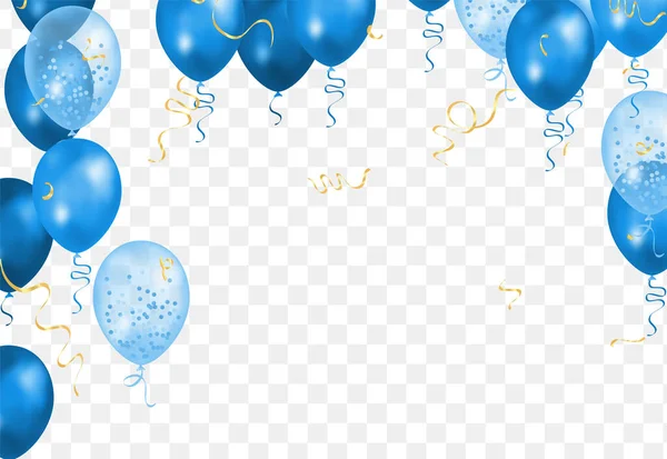 Blue Balloons Transparent Background Vector Illustration Eps10 — Stock Vector