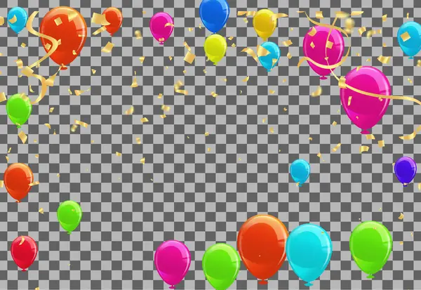 色彩斑斓的背景透明的矢量 氦带的设计 多姿多彩的爱情粉红气球 玩具活动及边境 — 图库矢量图片