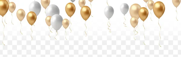 优雅的金色气球生日快乐贺卡模板 气球在透明的背景下被隔离 — 图库矢量图片