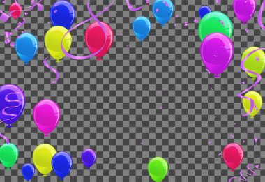 Havada renkli balonlar var. Şeffaflıkla EPS 10 vektör illüstrasyonu