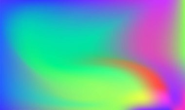 Sanal folyo. Yanardöner gökkuşağı gradyanı. Sanal folyo. Soyut neon gökkuşağı arkaplanı. Moda yaratıcı vektörü. Kolayca düzenlenebilir yumuşak renkli vektör çizimi.