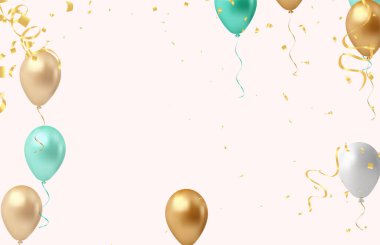 Balonlar ve konfetilerle kutlama geçmişi. Vektör illüstrasyonu.