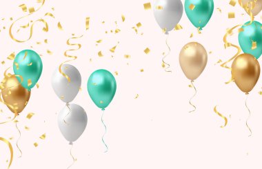 Balonlar ve konfetilerle kutlama geçmişi. Vektör illüstrasyonu.