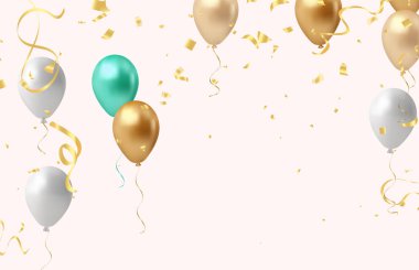 Balonlar ve konfetilerle kutlama geçmişi. Vektör illüstrasyonu.