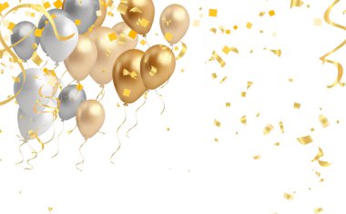 Altın konfeti izole. Festival arka plan. Vektör çizim