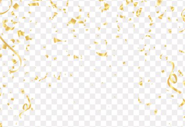 Altın konfeti izole. Festival arka plan. Vektör çizim