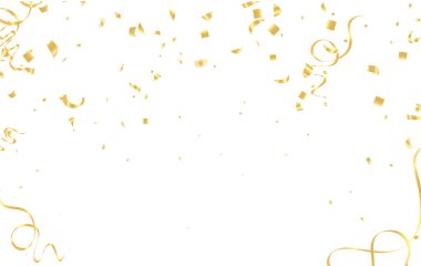Altın konfeti izole. Festival arka plan. Vektör çizim
