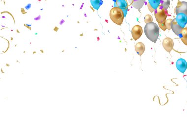 Altın konfeti izole. Festival arka plan. Vektör çizim