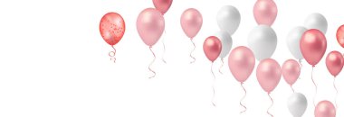 Balonların arka planı. Renkli balonlu parti kartı. Balon arkaplanı