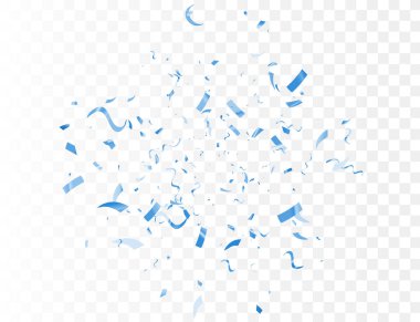 Şeffaf Arkaplan Rengi kurdele ve flama üzerinde konfeti patlaması. Doğum günü partisi vektör arkaplanı