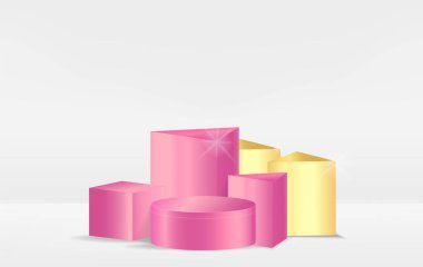 Soyut pastel, asgari duvar sahnesi. Yarı daire arkaplan. Ürün için 3d geometrik biçimlendirme vektörü