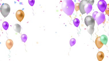 Hafif açık renkli balonlar holografik yanardöner efektli beyaz bir zemin üzerinde patladı. 