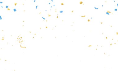 Mavi ve Altın konfeti izole edildi. Şenlik arka planı. Vektör illüstrasyonu