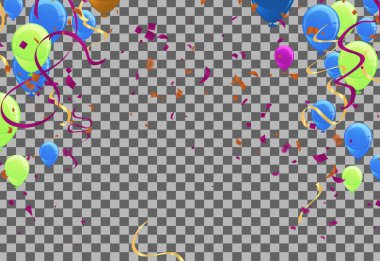 Doğum günün kutlu olsun vektör tasarımı. Doğum günü tebrik mesajı ve balon dekorasyon malzemeleri kız parti davetiye şablonu. Vektör illüstrasyon doğum